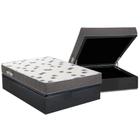 Cama Box Baú Casal: Colchão Espuma Ortobom D33 Light Saúde + Base CRC Suede Gray(138x188)