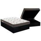 Cama Box Baú Casal: Colchão Espuma Ortobom D45 Light Saúde OrtoPillow + Base CRC Courano Black(138x188)