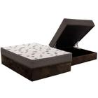 Cama Box Baú Casal: Colchão Espuma Ortobom D45 Light Saúde OrtoPillow + Base CRC Suede Brown(138x188)