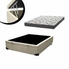 Cama Box Baú Casal Colchão Molas Bonnel + Box Sintético Bege