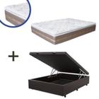 Cama Box Baú Casal Colchão Molas Bonnel + Box Sintético Marrom