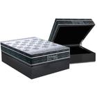 Cama Box Baú Casal: Colchão Molas Bonnel Probel Ensacadas ProDormir Springs Black + Base CRC Suede Gray (138x188)