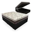 Cama Box Baú Casal Conforto Sintético Preto + Colchão Casal Conforto Espuma D23 Com EPS 17x138x188