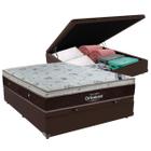 Cama Box Baú Casal Marrom e Colchão Sleep King Molas Ensacadas Ortobom