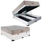 Cama Box Baú Casal Sintético Bipartido + Colchão Ortobom Airtech Molas Ensacadas 138x188x65