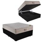 Cama Box Baú Casal Sintético + Colchão Molas Ensacadas AirTech SpringPocket Ortobom 68x138x188