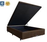 Cama Box Baú Casal Sintético Rubi Cinza Com Pistão A Gás - 138x188x41