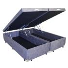 Cama Box Baú Casal Sintético Silver Cinza Bipartido Com Pistão A Gás - 138x188x41