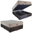 Cama Box Baú Casal Suede Bipartido + Colchão Ortobom Airtech Molas Ensacadas 138x188x65