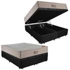 Cama Box Baú Casal Suede Bipartido + Colchão Ortobom Airtech Molas Ensacadas 138x188x69