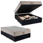 Cama Box Baú Casal Suede + Colchão Molas Ensacadas AirTech Ortobom 69x138x188 Suede Preto