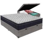 Cama Box Baú Cinza e Colchão Airtech 150 Espuma D45 Casal Ortobom