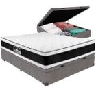 Cama Box Baú Cinza e Colchão Black & White Air Double Face Espuma D33 Casal Castor