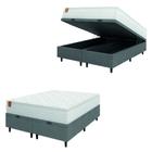 Cama Box Baú Colchão Casal King Molas Ensacadas Real 193x203x68cm Branco / Cinza Inducol - Suporta até 130kg por Pessoa