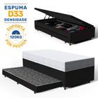 Cama Box Baú com Colchão de Espuma D33 ConfortLuck + Auxiliar Unique Solteiro 88cm