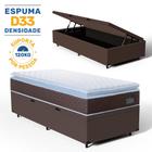 Cama Box Baú com Colchão de Espuma D33 Pillow Top Comfort Luxo Solteiro 88cm