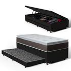 Cama Box Baú com Colchão Espuma D33 Com Pillow Top Nivus + Auxiliar Unique Solteiro 88cm