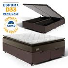 Cama Box Báu com Colchão Nivus Espuma D33 Com Pillow Top Queen 158cm