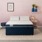 Cama Box Baú com Colchão Queen Guldi Duplo Plus D28 e 2 Travesseiros Guldi Soft Nasa Azul e Branco