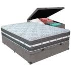 Cama Box Baú e Colchão Black Graphite Molas Ensacadas Casal Anjos