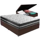 Cama Box Baú e Colchão Classic Preto Molas ensacadas Queen Anjos