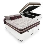 Cama Box Baú King 193 Tecido Sintético Branco com Colchão Little Angel - Bello Box - Mola Superlastic 62x193x203cm