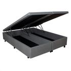 Cama Box Baú King 193x203 Cinza com Pistão a Gás