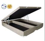 Cama Box Baú King Bipartido AColchoes Suede Bege 41x193x203