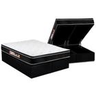 Cama Box Baú King: Colchão Espuma Castor D33 Black e White Air Euro Pillow + Base CRC Courano Black(193x203)