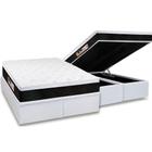 Cama Box Baú King: Colchão Espuma Castor D45 Black e White Air Euro Pillow + Base CRC Courano White(193x203)