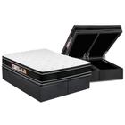 Cama Box Baú King: Colchão Espuma D33 Castor  Black e White Air Double Face Euro Pillow + Base CRC Suede Gray(193x203)