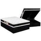 Cama Box Baú King: Colchão Espuma D45 Castor Black e White Air Double Face + Base CRC Suede Black(193x203)