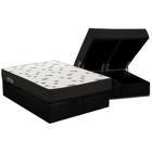 Cama Box Baú King: Colchão Espuma D45 Ortobom Light Saúde + Base CRC Suede Black(186x198)