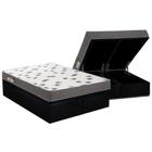 Cama Box Baú King: Colchão Espuma Ortobom D33 Light Saúde + Base CRC Courano Black(186x198)