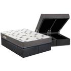 Cama Box Baú King: Colchão Espuma Ortobom D33 Light Saúde + Base CRC Suede Gray(186x198)