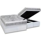 Cama Box Baú King: Colchão Molas Castor Pocket Super Luxo Látex Plush + Base CRC Courano White(193x203)