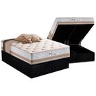 Cama Box Baú King: Colchão Molas Herval Maxspring Spain + Base CRC Suede Black(193x203)