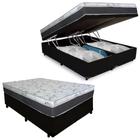 Cama Box Baú King Sintético + Colchão Castor Class One Face Molas Tecnopedic 193x203x67 Preto