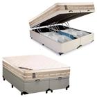 Cama Box Baú King Sintético + Colchão Castor Premium com Euro Pillow e Molas Tecnopedic System 193x203x72 Branco