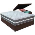 Cama Box Baú Marrom e Colchão Black Graphite Molas Ensacadas Casal Anjos