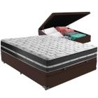 Cama Box Baú Marrom e Colchão Classic Preto Molas ensacadas Casal Anjos