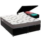 Cama Box Baú Preto e Colchão Light Espuma D33 Queen Ortobom