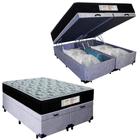 Cama Box Baú Queen Bipartido Suede + Colchão Molas Ensacadas SerenePrime Sonnolux 158x198x69 Cinza
