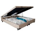 Cama Box Baú Queen Bipartido Suede Sereneprime Bege 158x198x44