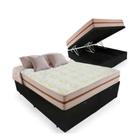 Cama Box Baú Queen + Colchão de Molas Ensacadas Queen Firme Classic Bege