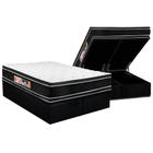 Cama Box Baú Queen: Colchão Espuma Castor D33 Black e White Air Double Face Euro Pillow + Base CRC Suede Black(158x198)