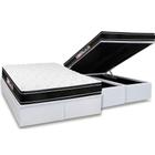 Cama Box Baú Queen: Colchão Espuma Castor D33 Black e White Air Euro Pillow + Base CRC Courano White(158x198)