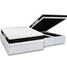 Cama Box Baú Queen: Colchão Espuma Castor D45 Black e White Air Double Face + Base CRC Courano White(158x198)