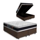 Cama Box Baú Queen + Colchão Espuma D45 Castor Black White Double Face 158x198x69cm