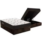 Cama Box Baú Queen: Colchão Espuma D45 Ortobom Ligh Saúde Ortopillow + Base CRC Suede Brown(158x198)